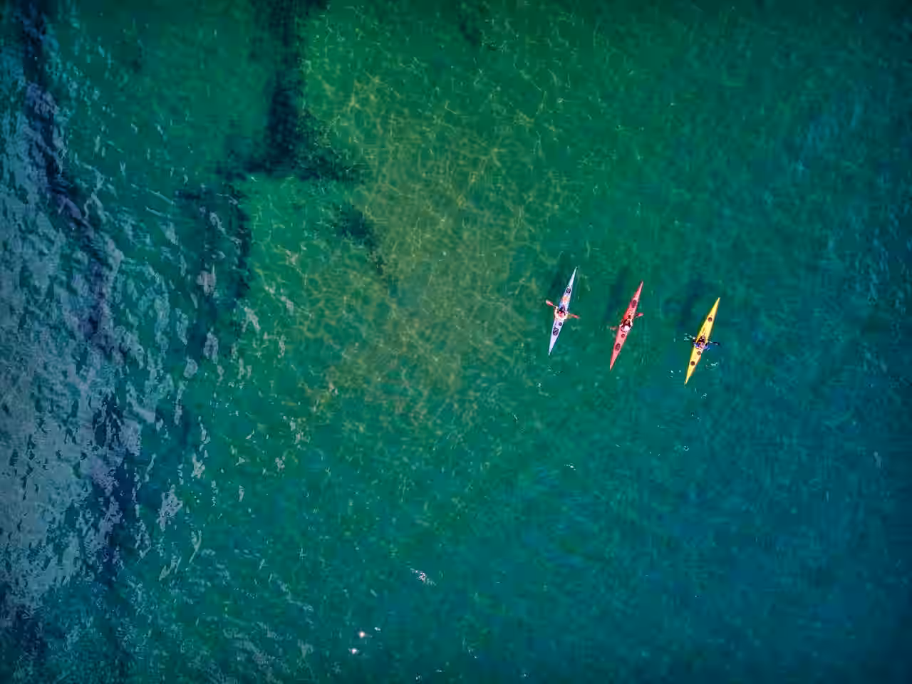 Drone Shot of People Kayaking

