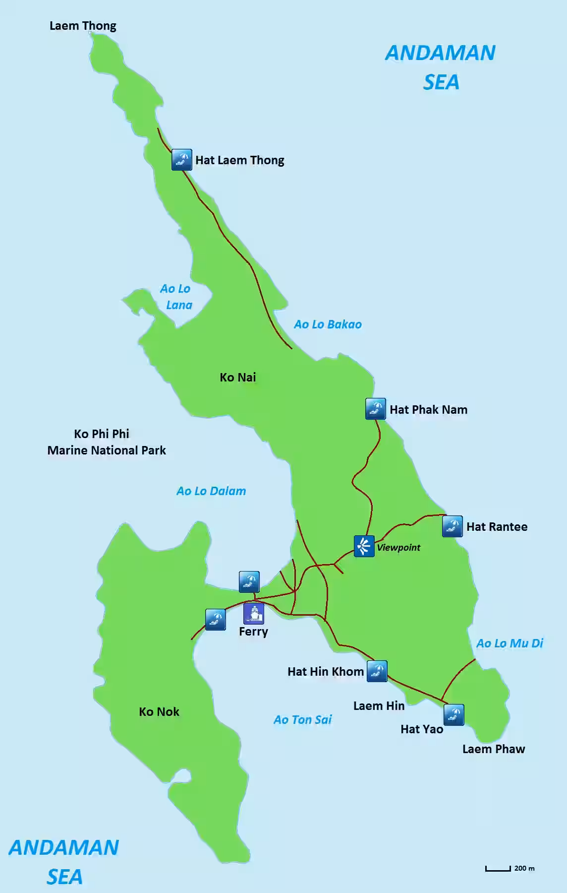 Map of Ko Phi Phi Don