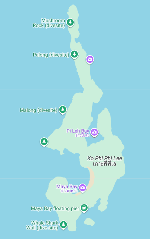 Map of Ko Phi Phi Leh (Phi Phi Leh Island)